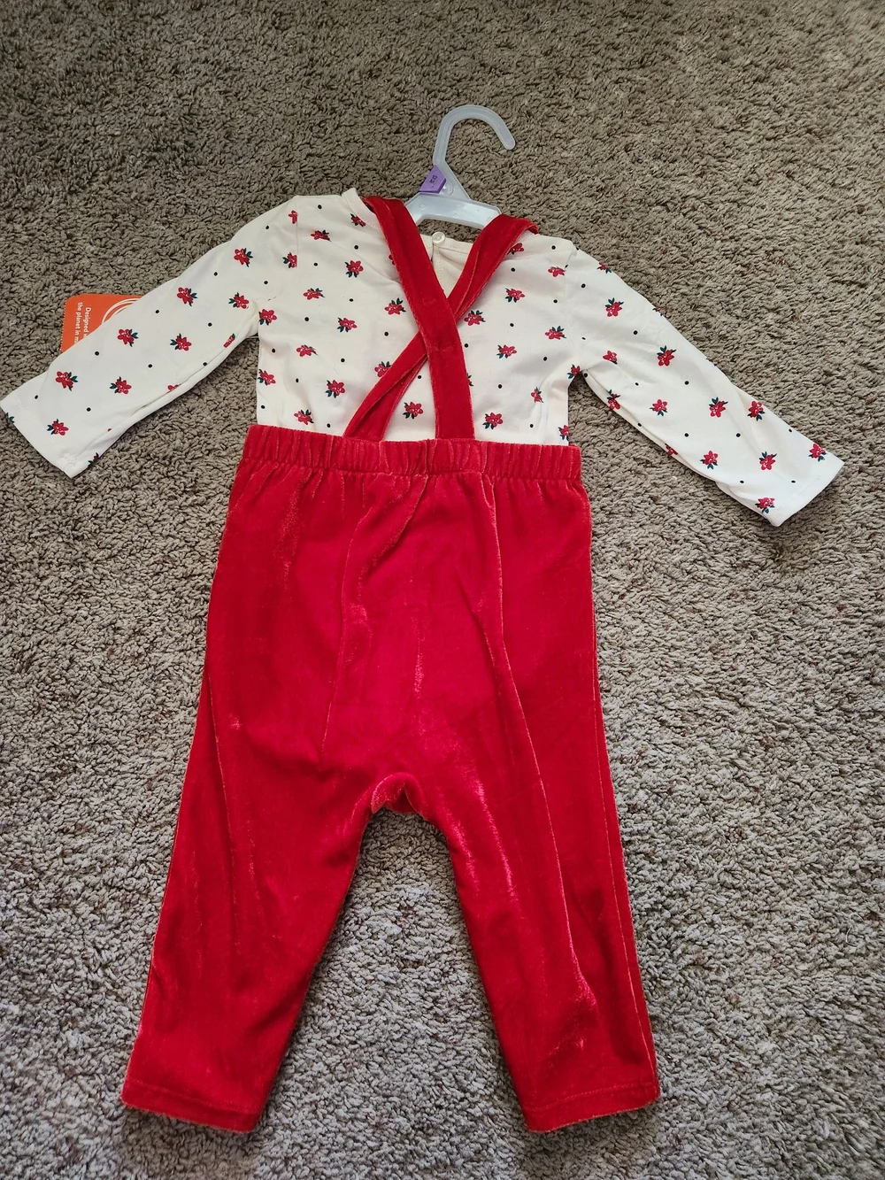 wonder nation Red Ruffle Overalls Set For Girls Size 12M